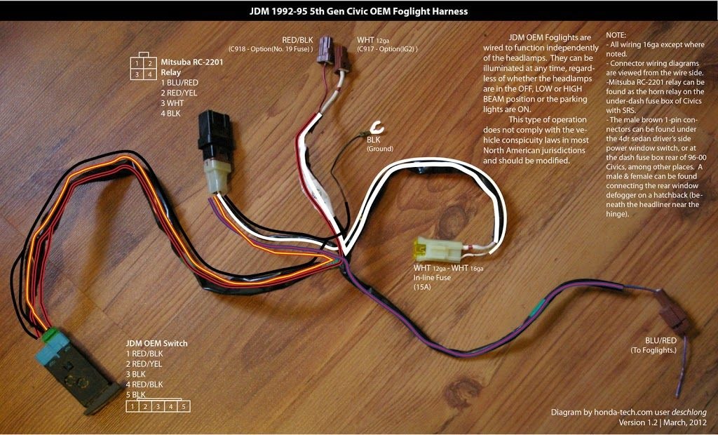 Honda Civic: Fog Light Harness Diagram | Honda-tech