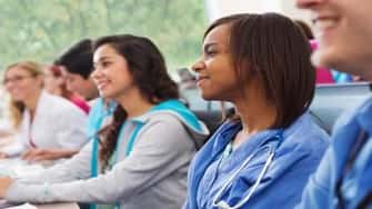 Diverse nursing students in the classroom.
