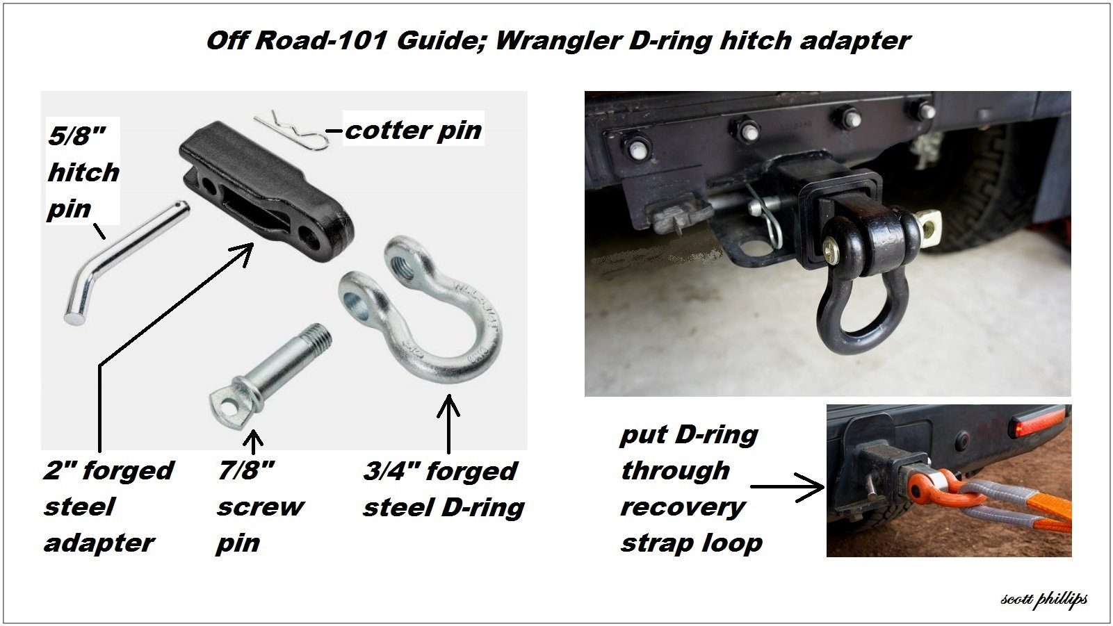 Wrangler D-ring hitch adapter