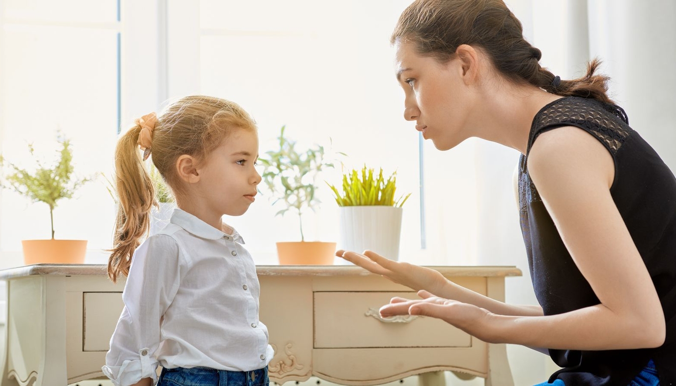 mom scolding child