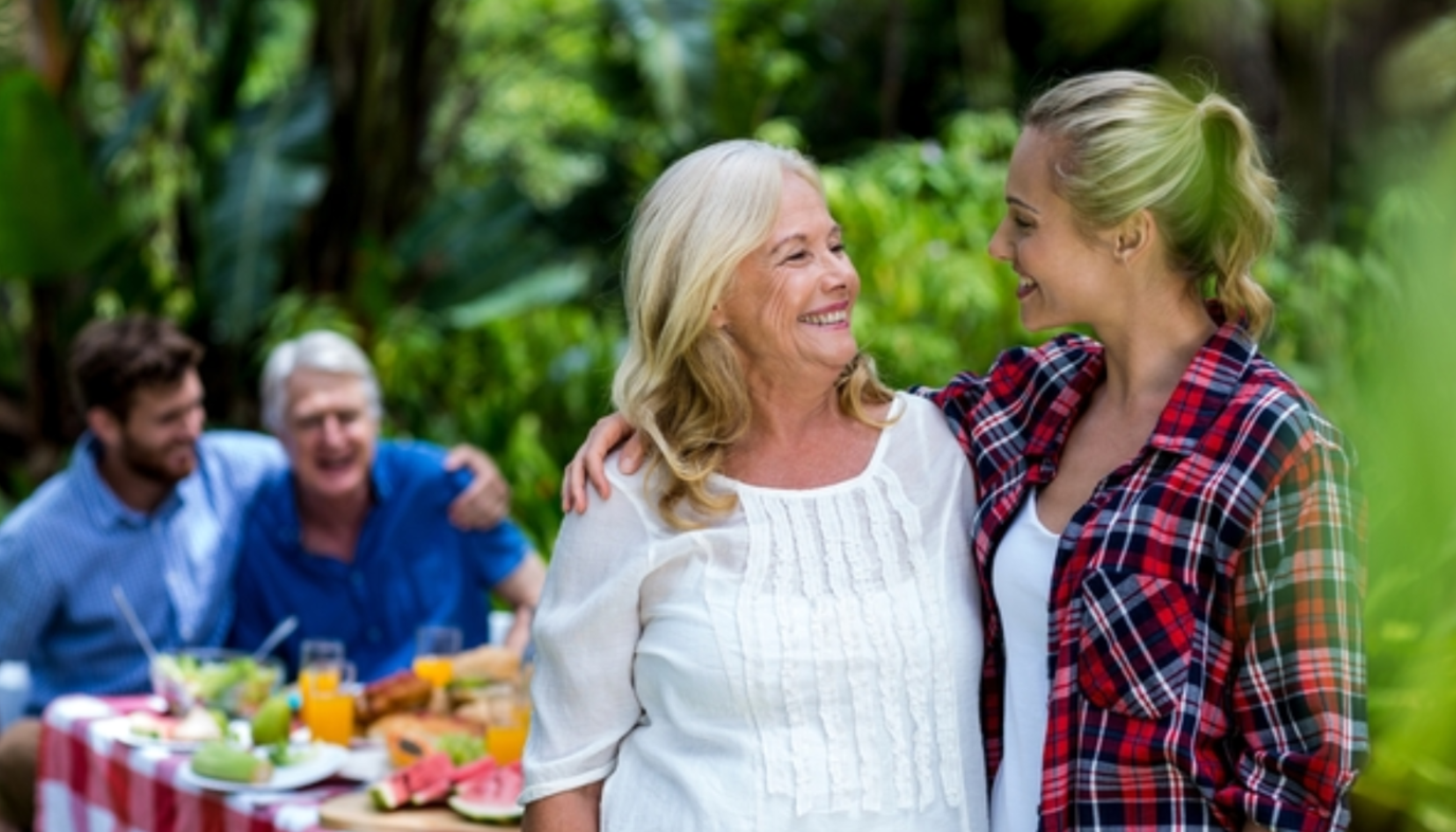 Mom smiling at mother-in-law