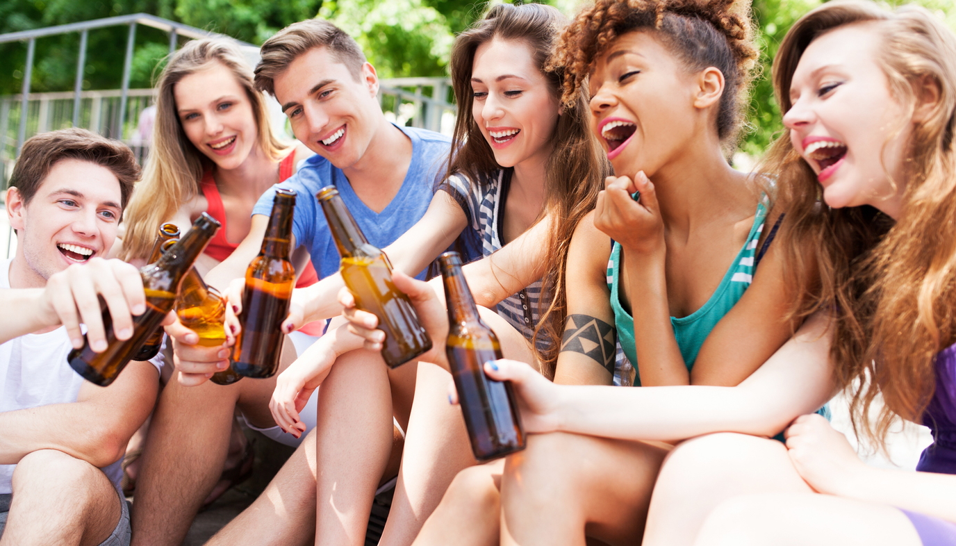 teens drinking beer