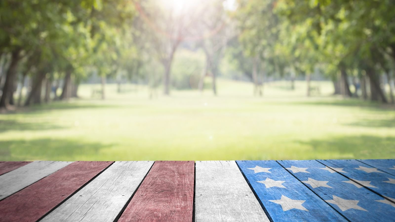 US flag on table top