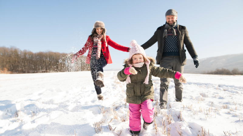 family in the snow