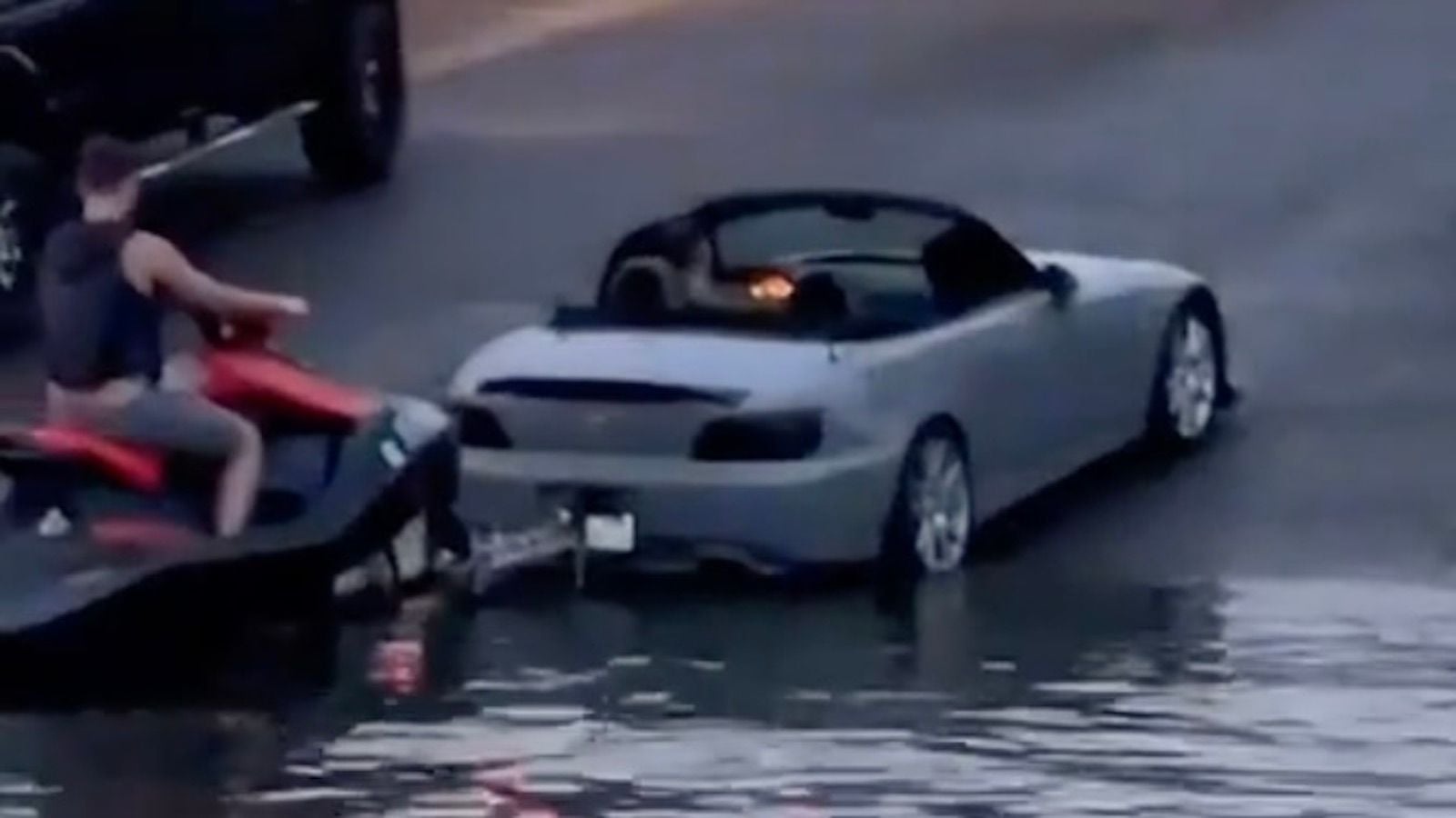 Watch this S2000 Tow a Jet Ski Like a Boss