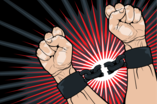 illustration of person breaking shackles