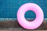 bright pink swimming pool float