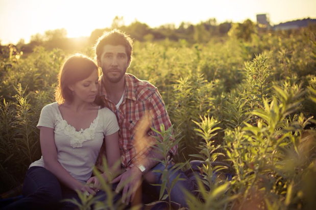Couple surrounded by greenery