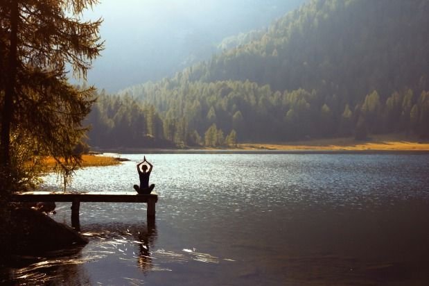 woman doing yoga in nature