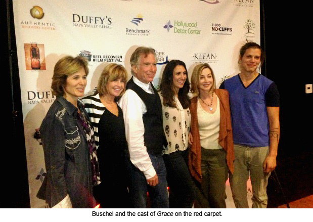 Buschel and the cast of Grace on the red carpet