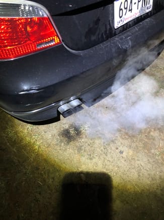 This is white exhaust from my tail pipe. 