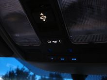 Over head console with it's white and blue color change.