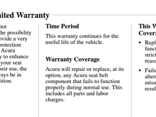 FYI: From 01 CL Warranty Manual.  Should be same or similar for all USA CL/TL.