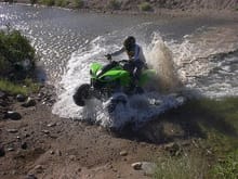 My friend on his KFX going thru a water crossing                                                                                                                                                        