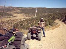 Heres is my best pal Bobby, stopping for a sandwich break during one of many trips on our week in Treasure City, NV. His 82 Honda 200 runs great.                                                       