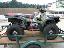 My new 2004.5 Polaris Sportsman 500HO Green on the ride home.