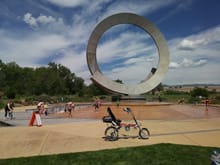 Julie Penrose Fountain, in America The Beautiful Park, Colorado Springs, CO. Bike E RX recumbent bike