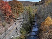 October 14, 2020 - View from the Keystone Viaduct on the Great Allegheny Passage near Meyersdale, PA