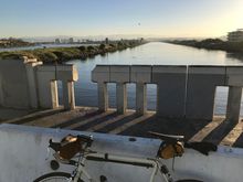 Ballona Creek from the never to be repaired bridge. 