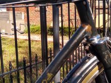 Bronze fillet brazing exposed with age. 