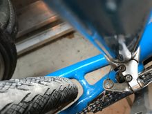 And a shot at the chain stays.

This Canny is an ‘88, first year for the tire clearance divots inside the chain stays. 