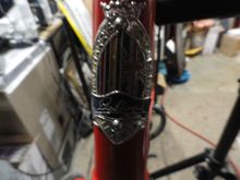 Reg Harris headtube badge, appears to be original with very little wear from age