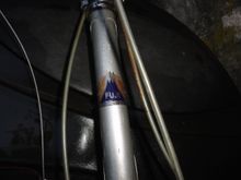 cool Fuji head tube and badge.  It is super long one from a tall bike.  But it has the complete headset.