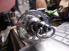 You can see a few marks where the spokes have been.  They will likely not show up in a new build.