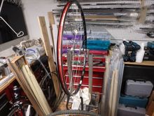 Rear wheel finished and a cheap rim strip installed.  The var stand comes through again with flying colors.   