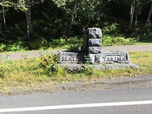 Vintage road marker on Hwy410 at the White River entrance to Mt Rainier park