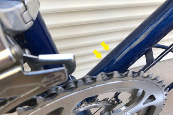 Two very mild dings topside of the downtube