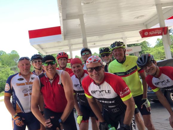 I’m in the bright green jersey on the right. 