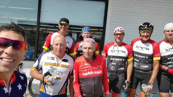 Our crew plus an 82 year old who rode to the first rest stop with us. He did the 300 miles last year.