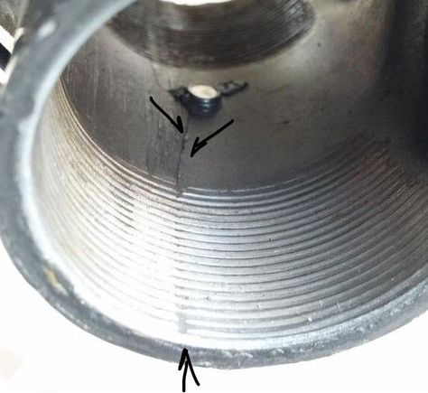Not my photo, but the crack in my BB is very similar.. at 6:00 position, starting on NDS.