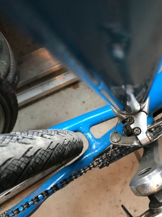 And a shot at the chain stays.

This Canny is an ‘88, first year for the tire clearance divots inside the chain stays. 