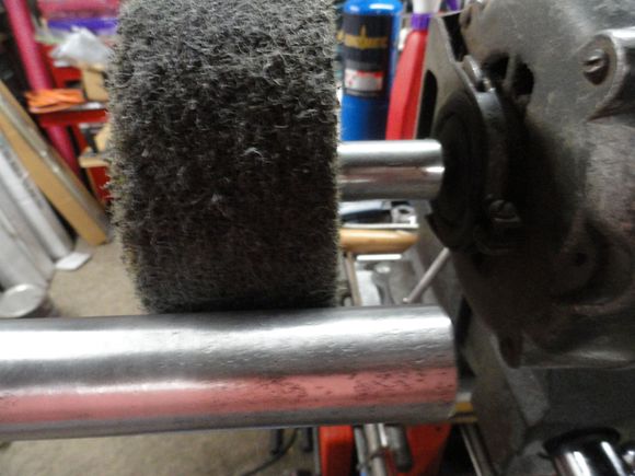 Mad Honk uses 3m wheel to remove some pitting in the post