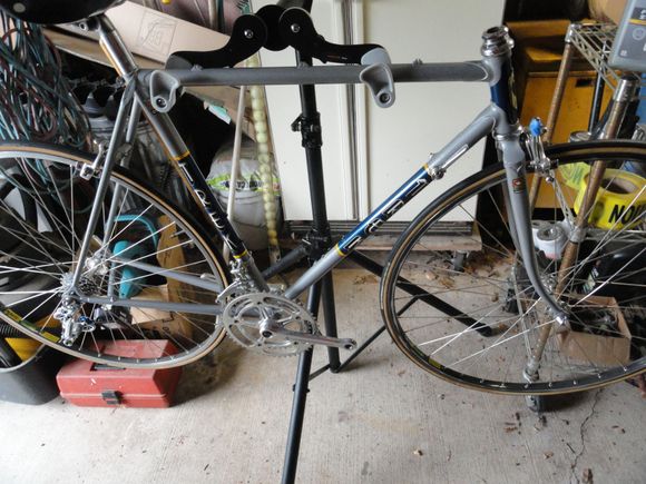 The wheels are on and the next thing will be a set of bars and stem to get a set up that I can ride.