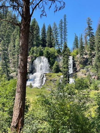 The lunch spot was unreal. Privately owned with a little cabin and a three seater outhouse. Stunning waterfall that cooled the air. 

Back to the 3-seat outhouse; Please understand, one opens the door and there are three seats, akimbo for group relief. 