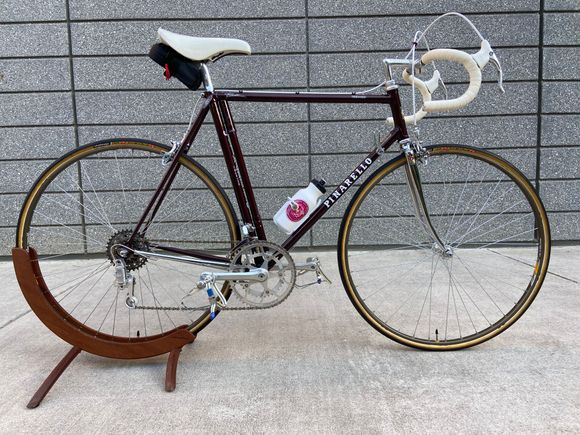 116 BCD Victory drivetrain (with some Triomphe parts) set up as a mid-compact with a 52/36 in the front and a 12-32 in the back. Bike is great for hilly rides. 