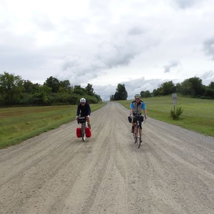 On a short gravel segment 