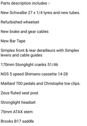 The parts list from the ad of the px10
