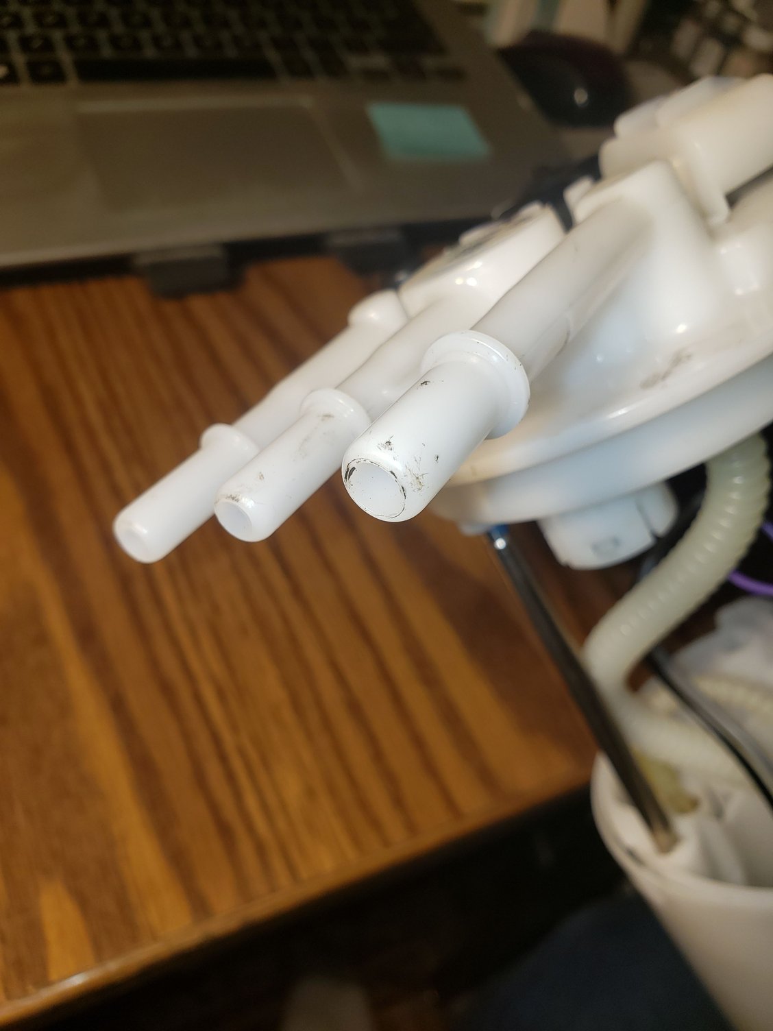 Dirt on the hose connections.