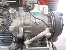 Sanden AC Compo with modified brackets & rotated from vertical to clear valve cover.