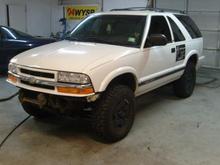 My 01 Blazer 4x4...Took off the front bumper to start designing a steel bumper
