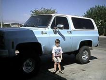 after it was lifted my son standing next to it