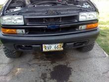 painted grill black and bowtie metallic blue