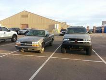 Here's what stock S-10 v.s. 6in suspension lift and 32in. tires, looks like.