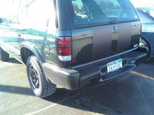continued striping (semi-flat finish black) and taillight painting(poly-vinyl paint, black).