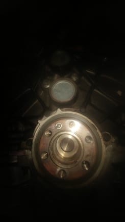 Heres what the rear main cover looks like, and if you didnt believe there was freeze plugs back there...