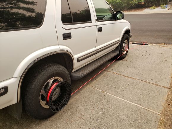 Forward winching setup with a guide attached at the front wheel. There is a second set on the other side.  For rear winching, the drums are swapped from Left to Right